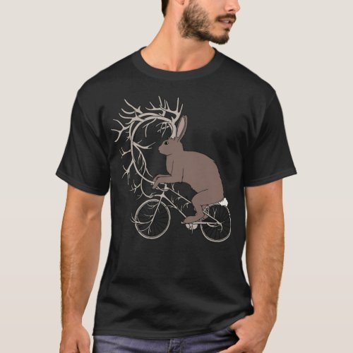 Jackalope Riding Bike With Its Antler Bike brap  T_Shirt