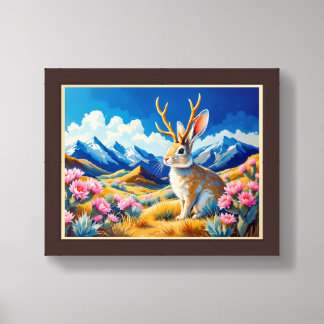 Jackalope Rocky Mountains Cactus Abstract Framed Art