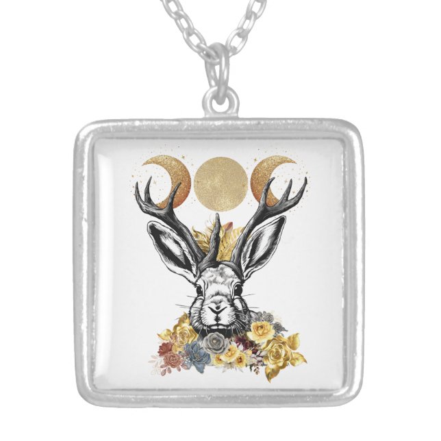 Jackalope Triple Moon Goddess Necklace (Front)