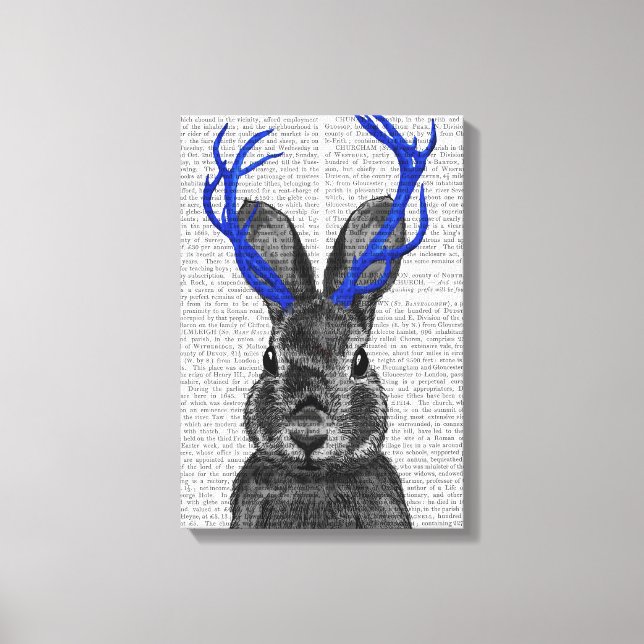 Jackalope with Blue Antlers Canvas Print (Front)