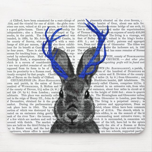 Jackalope with Blue Antlers Mouse Pad (Front)