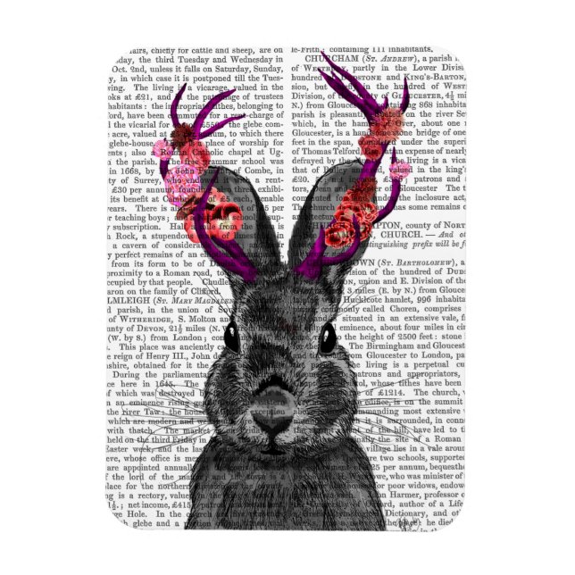 Jackalope with Pink Antlers Magnet (Vertical)
