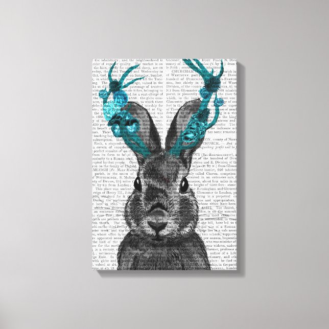 Jackalope with Turquoise Antlers Canvas Print (Front)