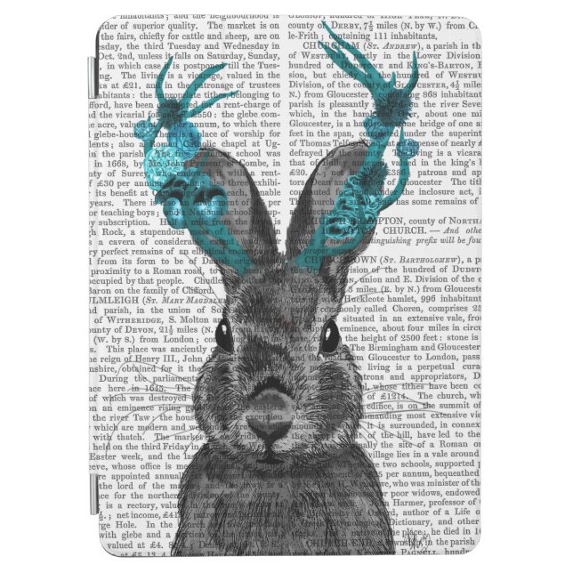 Jackalope with Turquoise Antlers iPad Air Cover (Front)
