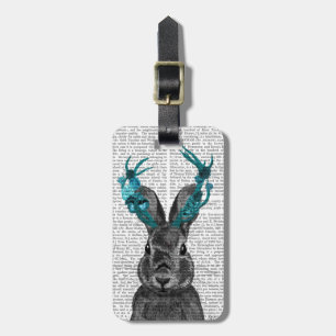 Jackalope with Turquoise Antlers Luggage Tag