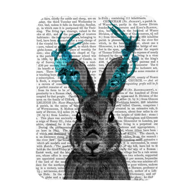 Jackalope with Turquoise Antlers Magnet (Vertical)