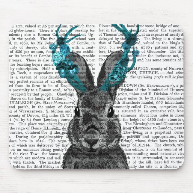 Jackalope with Turquoise Antlers Mouse Pad (Front)