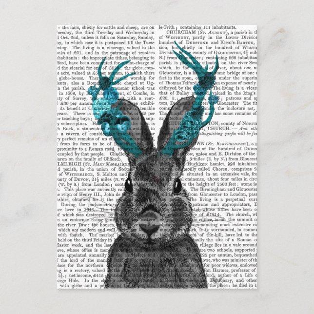 Jackalope with Turquoise Antlers Postcard (Front)