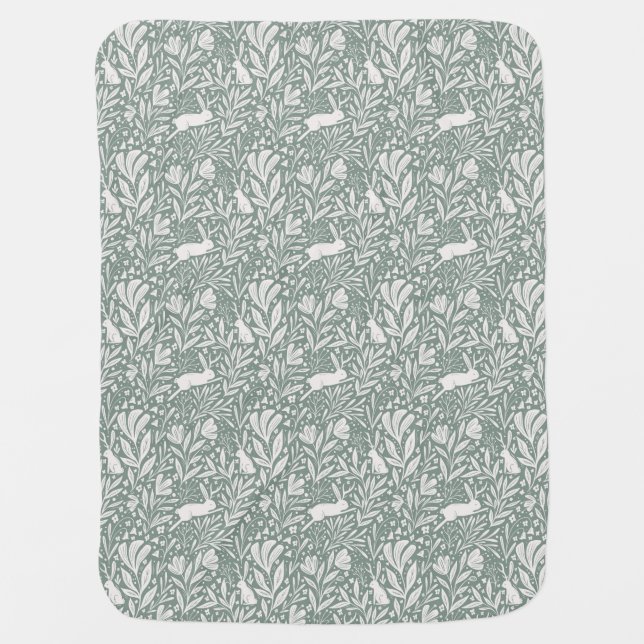 Jackalopes - sage green baby blanket (Front)