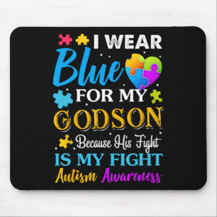 Jackchel Art I Wear Blue For My Godson Autism Godm Mouse Pad