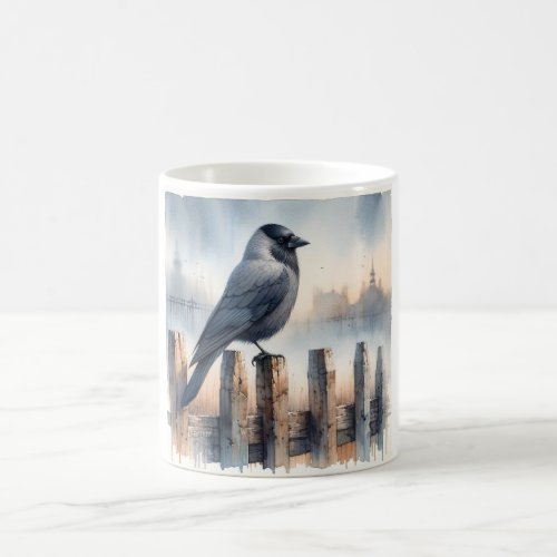 Jackdaw at Dusk AREF455 _ Watercolor Coffee Mug