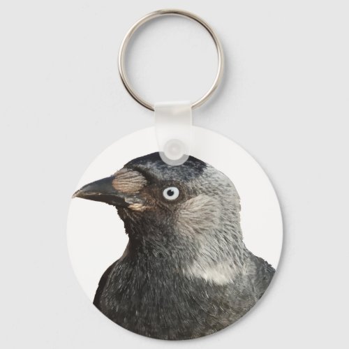Jackdaw Bird Portrait Vector Keychain