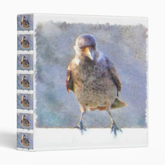Jackdaw Watercolor 3 Ring Binder (Front/Spine)