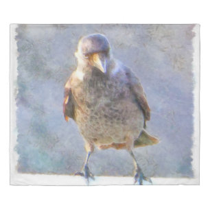 Jackdaw Watercolor Duvet Cover