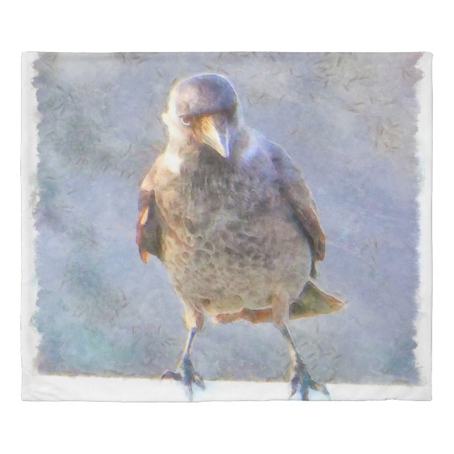 Jackdaw Watercolor Duvet Cover (Front)