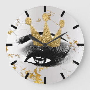 Jacke Princess Of Lashes Silver Gray Gold Marble Large Clock