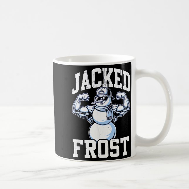 Jacked Frost Muscular Snowman Vintage Gym  Coffee Mug (Right)