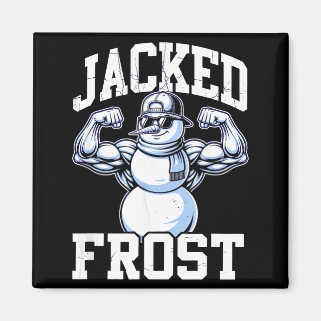 Jacked Frost Muscular Snowman Vintage Gym  Magnet (Front)