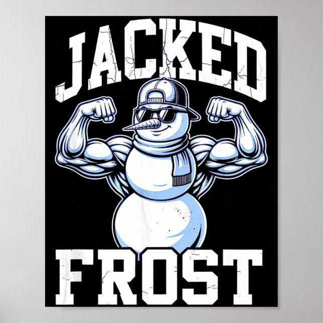 Jacked Frost Muscular Snowman Vintage Gym  Poster (Front)