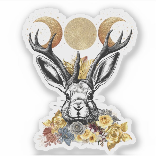 Jackelope Moon Goddess Sticker (Front)