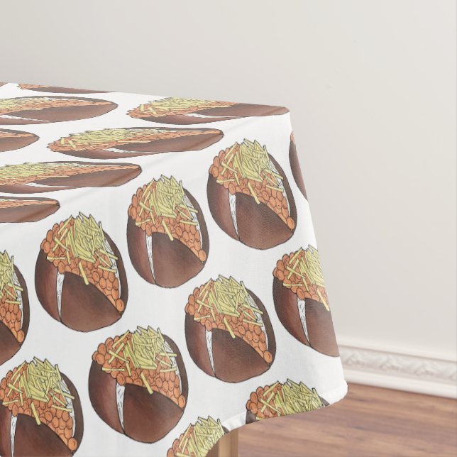 Jacket Baked Potato Beans Cheese UK British Food Tablecloth (In Situ)