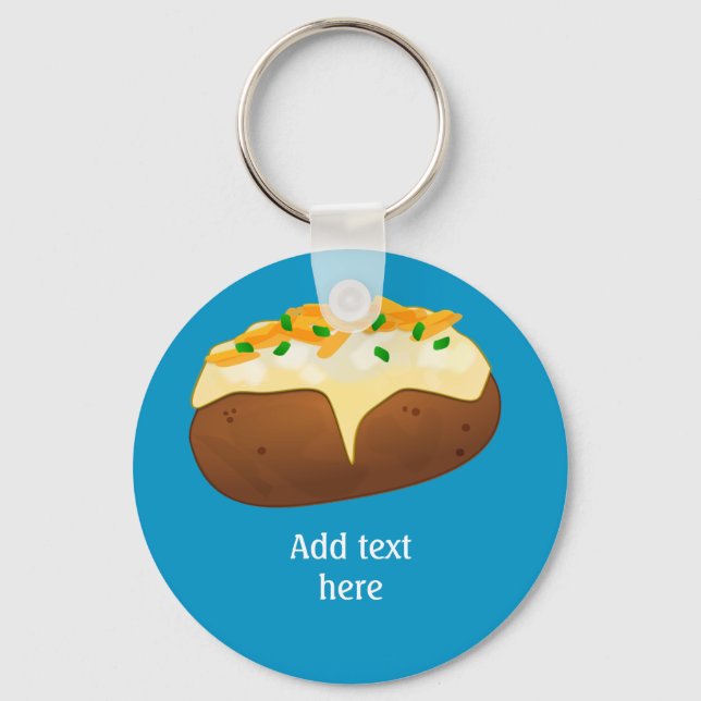 Jacket Spud - Baking Potato and your text Keychain (Front)