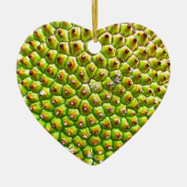 Jackfruit Dble-sided Heart Ornanent Ceramic Ornament (Front)