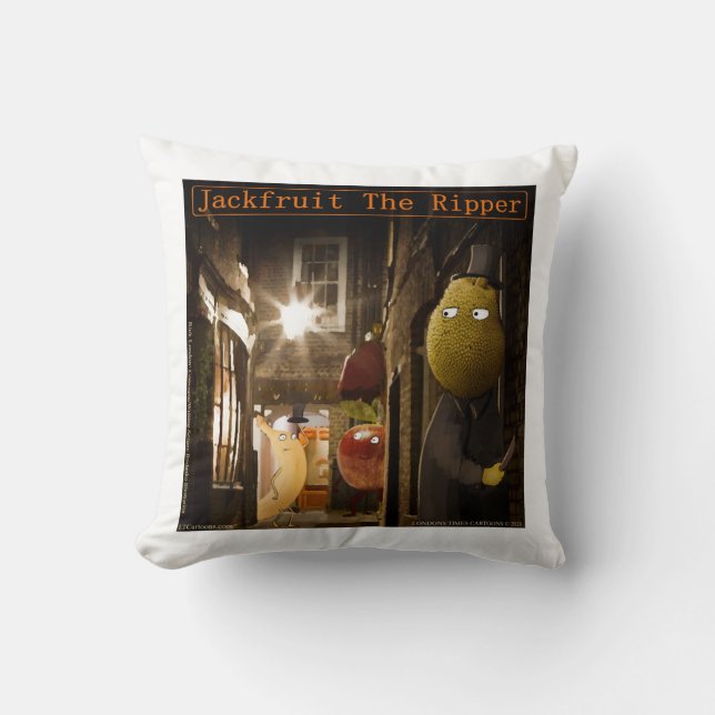 Jackfruit The Ripper Funny Rick London Throw Pillow (Front)