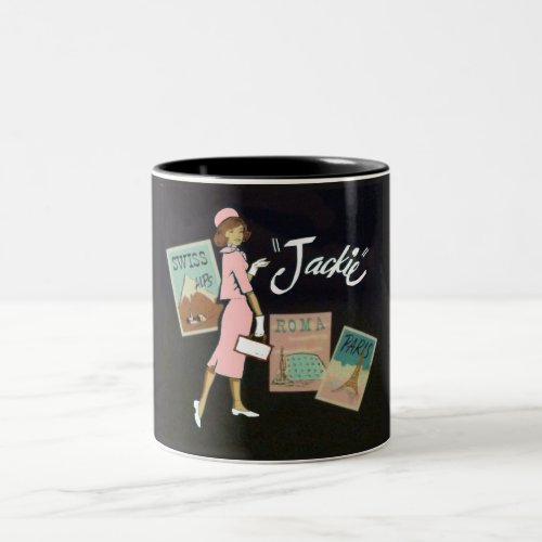 Jackie Kennedy Travel Poster Two_Tone Coffee Mug