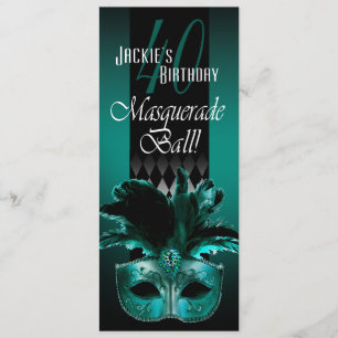Jackie UK Teal Black Masquerade 40th Birthday Card