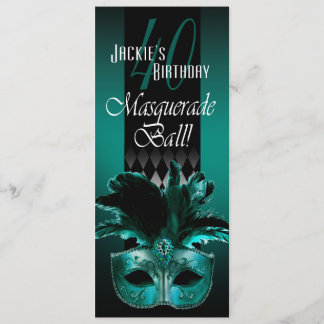 Jackie UK Teal Black Masquerade 40th Birthday Card