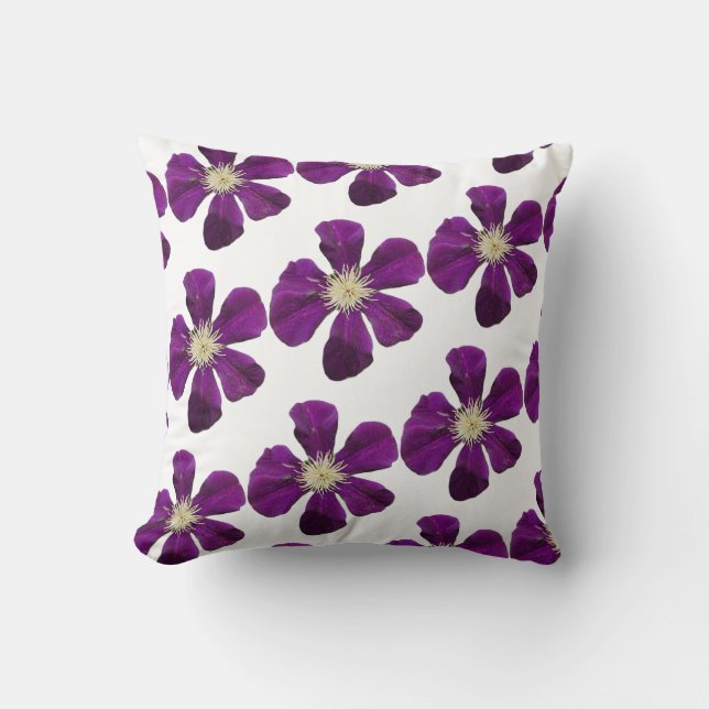 Jackmanii Clematis decor Throw Pillow (Front)