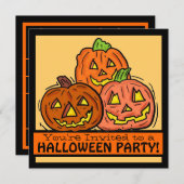 Jackolantern pumpkin family friendly party invites (Front/Back)