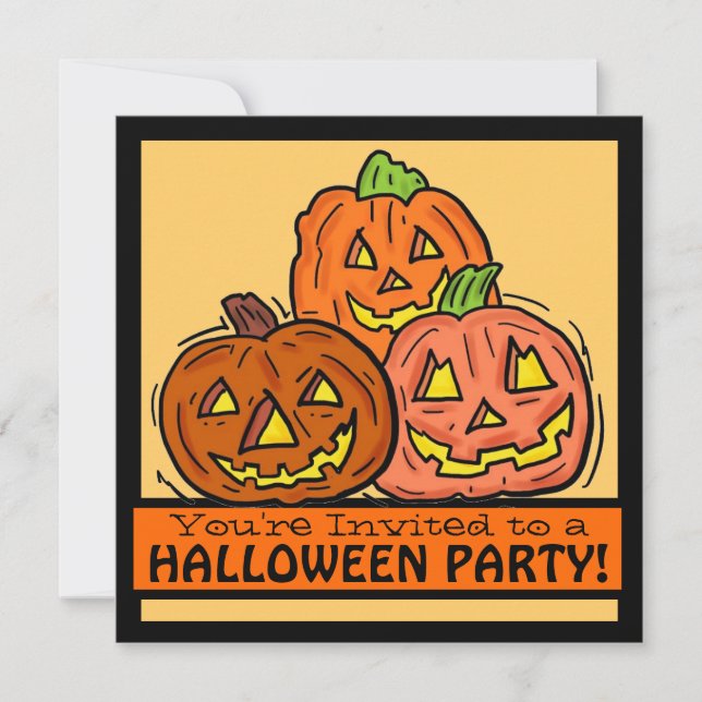 Jackolantern pumpkin family friendly party invites (Front)