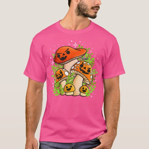 Jackolantern Pumpkin Mushrooms for Halloween T_Shirt