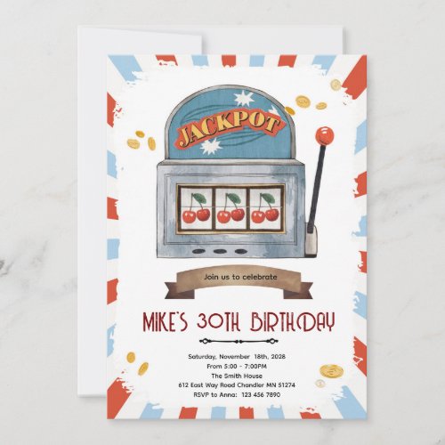 Jackpot casino party theme invitation