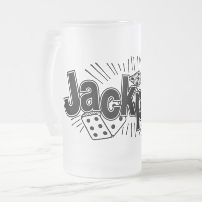 Jackpot  Frosted Glass Beer Mug (Front Left)