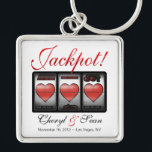 Jackpot Hearts We're Doing It In Vegas Keychain<br><div class="desc">Keep the memories of your Special Day with you always, with this lovely photo Las Vegas Jackpot keychain.</div>