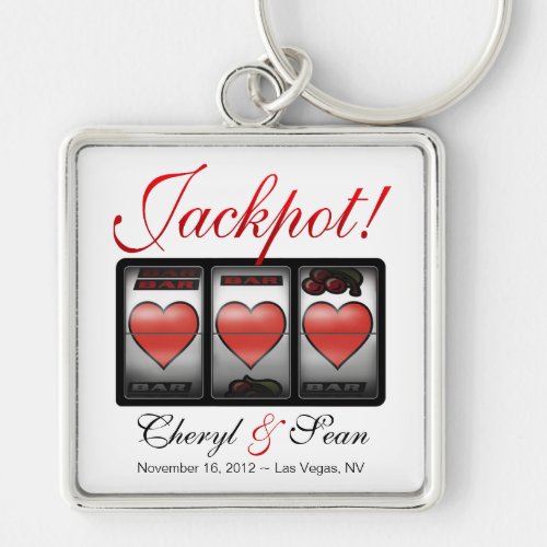 Jackpot Hearts Were Doing It In Vegas Keychain