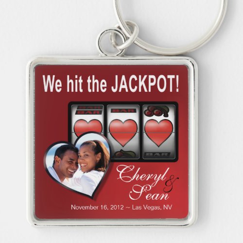 Jackpot Hearts Were Doing It In Vegas Photo Keychain