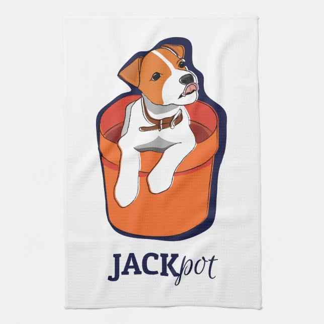 "Jackpot" Jack Russell Terrier Towel (Vertical)