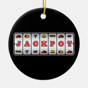Jackpot Slot Machine Ornament (dark) by DryGoods at Zazzle