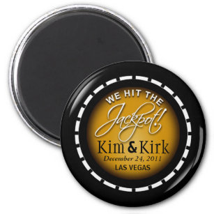 Jackpot! Vegas Newlyweds Casino Chip Magnet Favor