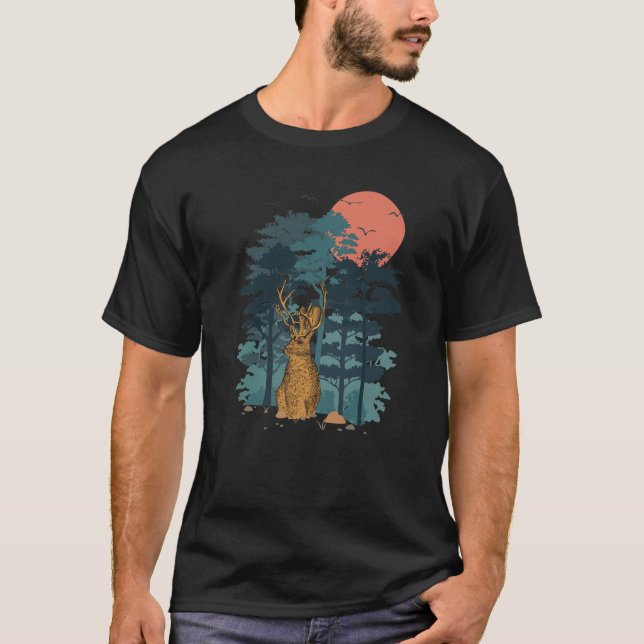 Jackrabbit Mountain Pine Tree Sky Birds Are Flying T-Shirt (Front)