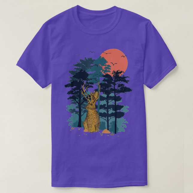 Jackrabbit Mountain Pine Tree Sky Birds are Flying T-Shirt (Design Front)