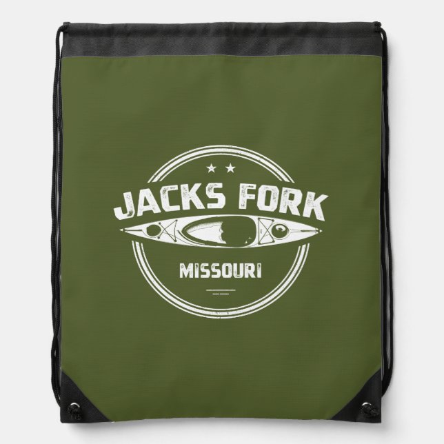 Jacks Fork River Missouri Kayaking Drawstring Bag (Front)