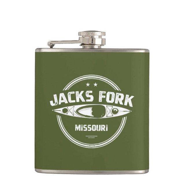 Jacks Fork River Missouri Kayaking Flask (Front)