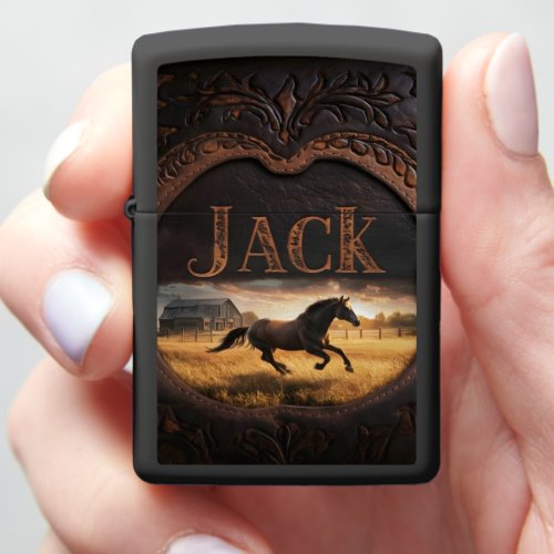 Jacks Horse Running Through Field Zippo Lighter
