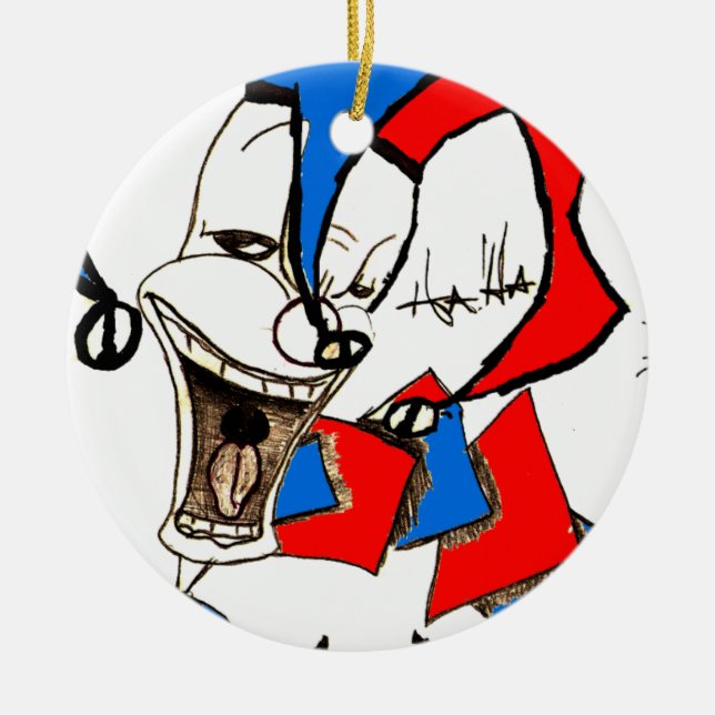 Jacks in the Box (Clown Sketch) Ceramic Ornament (Front)