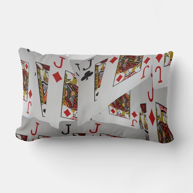 Jacks Poker Cards Layered Pattern, Lumbar Pillow (Front)